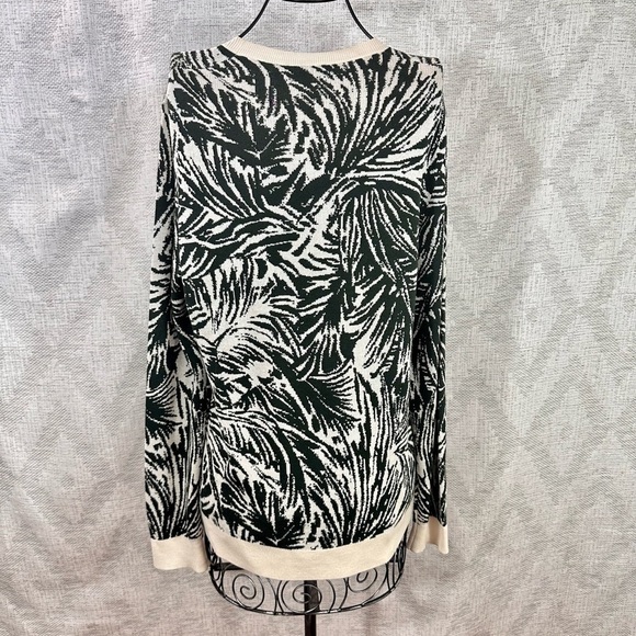 Theory green & cream printed silk & cashmere blend sweater size S - Picture 5 of 8